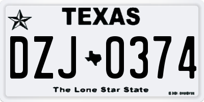 TX license plate DZJ0374