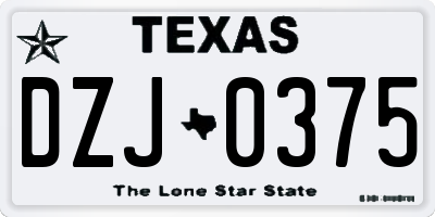 TX license plate DZJ0375