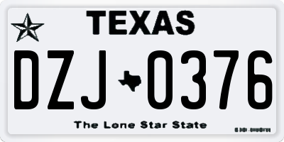 TX license plate DZJ0376