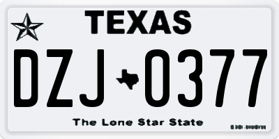 TX license plate DZJ0377