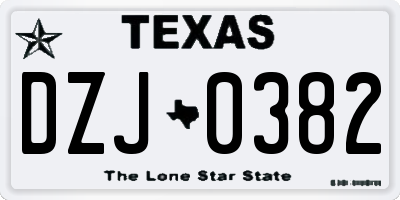 TX license plate DZJ0382