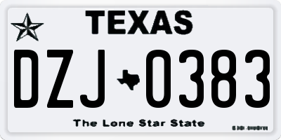 TX license plate DZJ0383