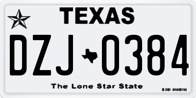 TX license plate DZJ0384