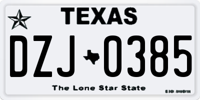TX license plate DZJ0385