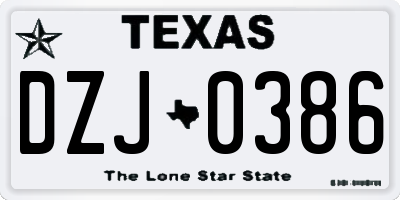 TX license plate DZJ0386