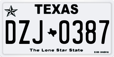 TX license plate DZJ0387