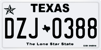 TX license plate DZJ0388