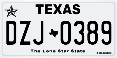 TX license plate DZJ0389