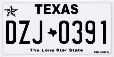TX license plate DZJ0391