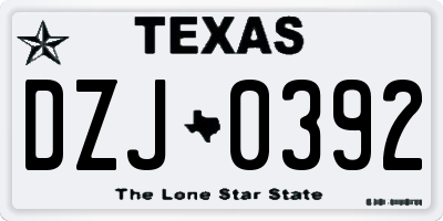 TX license plate DZJ0392