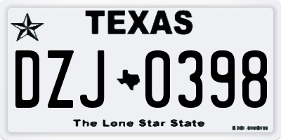 TX license plate DZJ0398