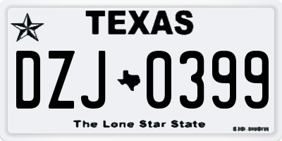 TX license plate DZJ0399