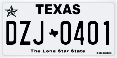 TX license plate DZJ0401