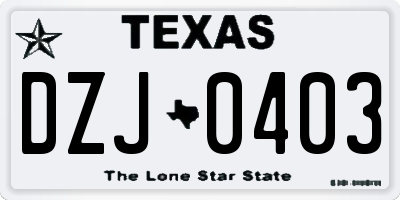 TX license plate DZJ0403