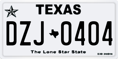 TX license plate DZJ0404
