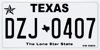 TX license plate DZJ0407