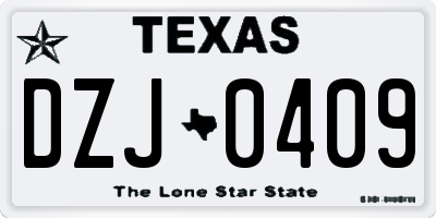 TX license plate DZJ0409