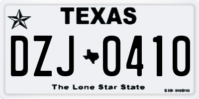 TX license plate DZJ0410