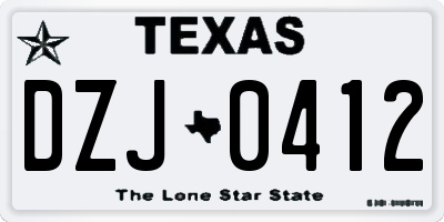 TX license plate DZJ0412