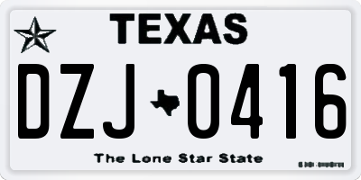 TX license plate DZJ0416