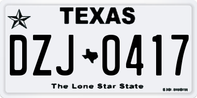 TX license plate DZJ0417