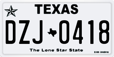 TX license plate DZJ0418