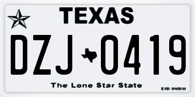 TX license plate DZJ0419