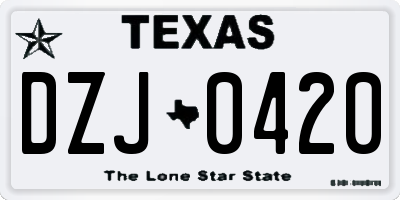 TX license plate DZJ0420