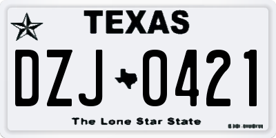 TX license plate DZJ0421
