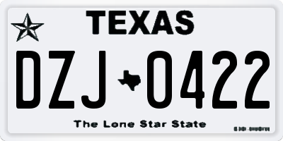 TX license plate DZJ0422