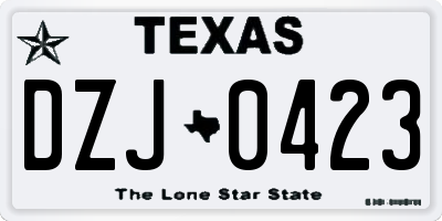 TX license plate DZJ0423