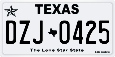 TX license plate DZJ0425