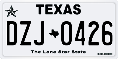 TX license plate DZJ0426