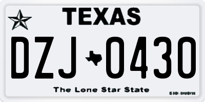 TX license plate DZJ0430
