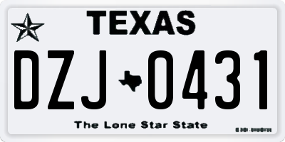TX license plate DZJ0431