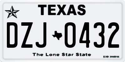 TX license plate DZJ0432