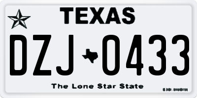TX license plate DZJ0433