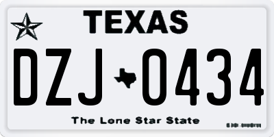 TX license plate DZJ0434