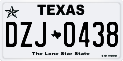 TX license plate DZJ0438