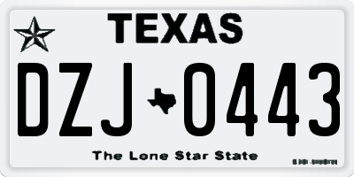 TX license plate DZJ0443