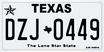 TX license plate DZJ0449