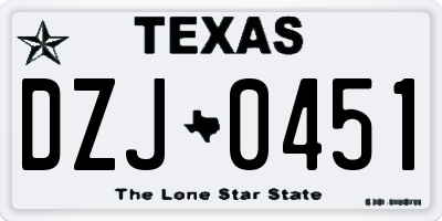 TX license plate DZJ0451