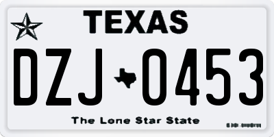 TX license plate DZJ0453