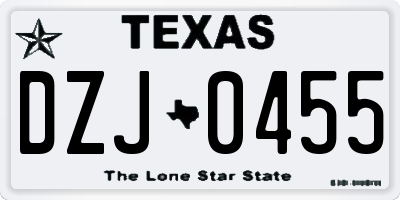 TX license plate DZJ0455