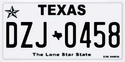 TX license plate DZJ0458