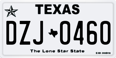 TX license plate DZJ0460