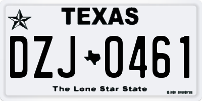 TX license plate DZJ0461