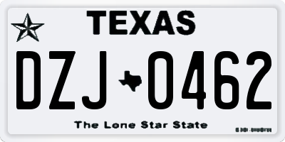 TX license plate DZJ0462