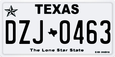 TX license plate DZJ0463