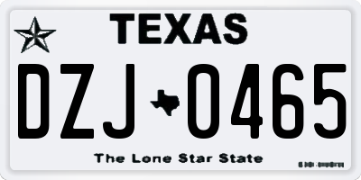 TX license plate DZJ0465